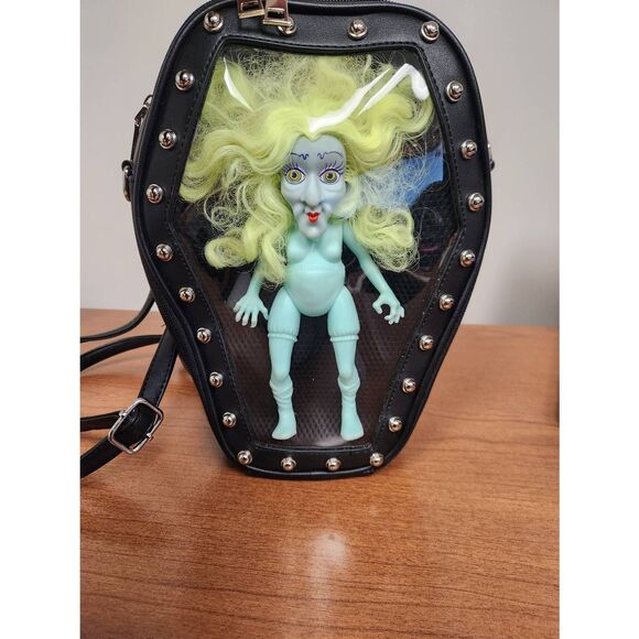 Coffin Shaped Gothic Backpack/crossbody Clear Window Handbag with Inserts for Pi - Picture 1 of 11